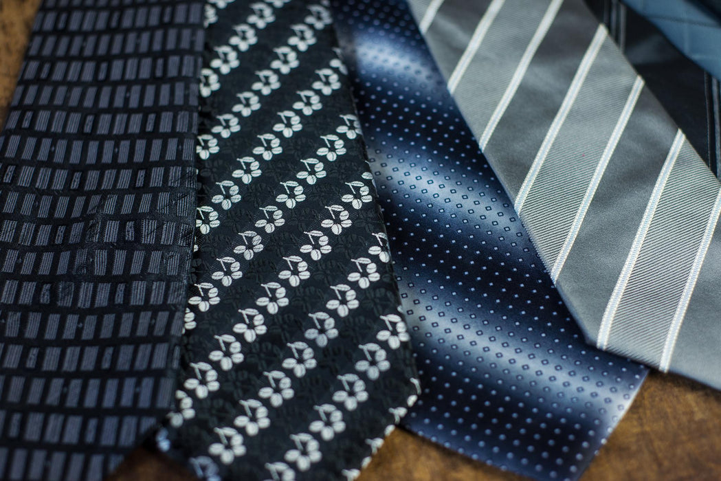 Vintage Designer Silk Neckties, Black Gray Silver Tie Collection, Formal Menswear