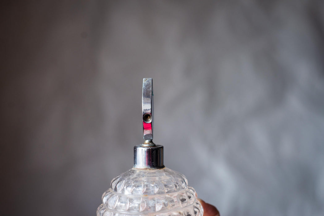 Vintage Glass Perfume Bottle, Textured Vanity Scent Decanter with Metal Stopper