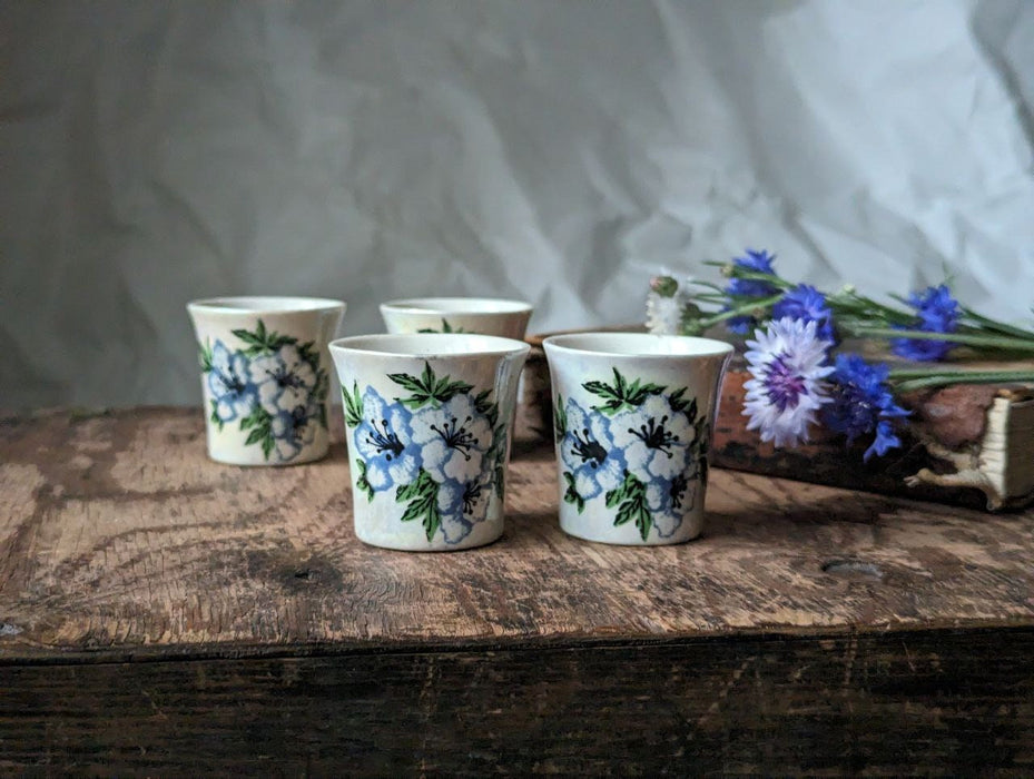 Vintage Floral Ceramic Vodka Cups – Shot Glass Set