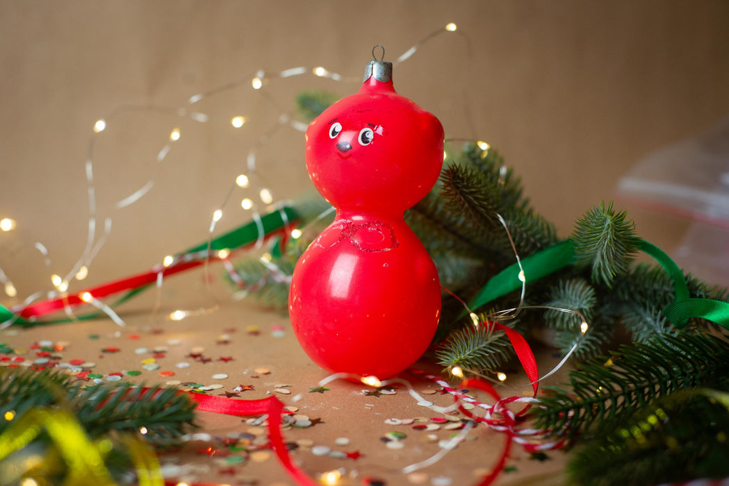 Pink Bear Ornament – Hand Painted Glass Christmas Ornament | Rustic Xmas Decor