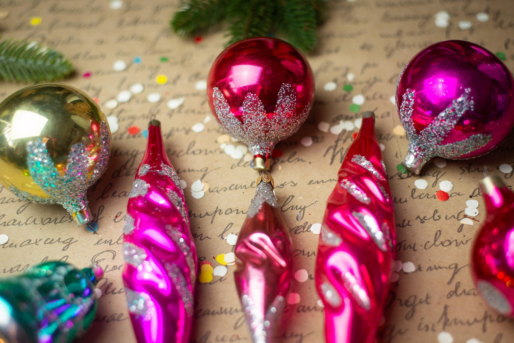 1950s Mixed Glass Ornaments – Set of 13