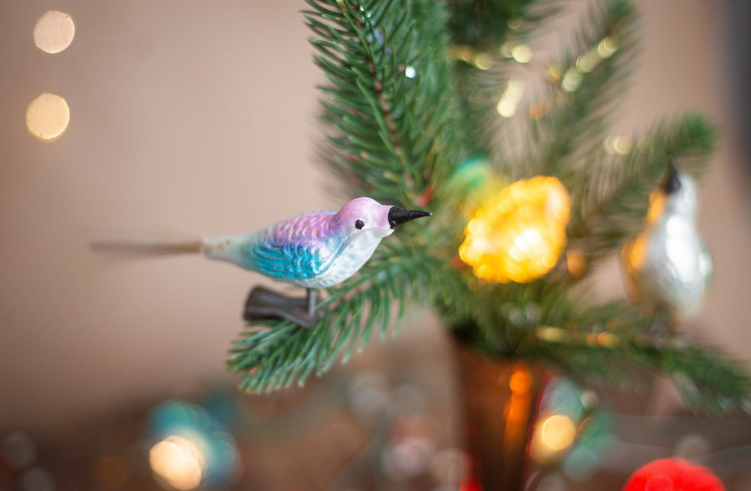 Vintage Glass Bird Clip On Christmas Ornament