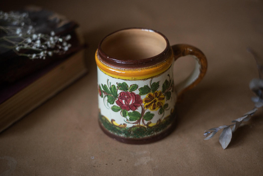 Flower Ceramic Beer Mug Vintage German Stein Bavarian Tankard Gift