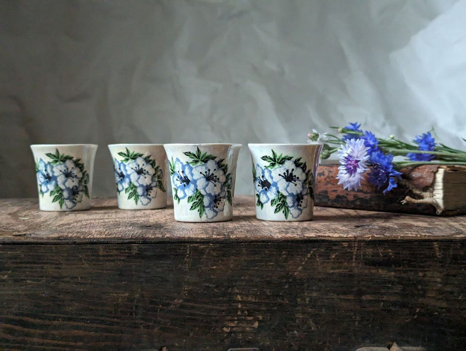 Vintage Floral Ceramic Vodka Cups – Shot Glass Set
