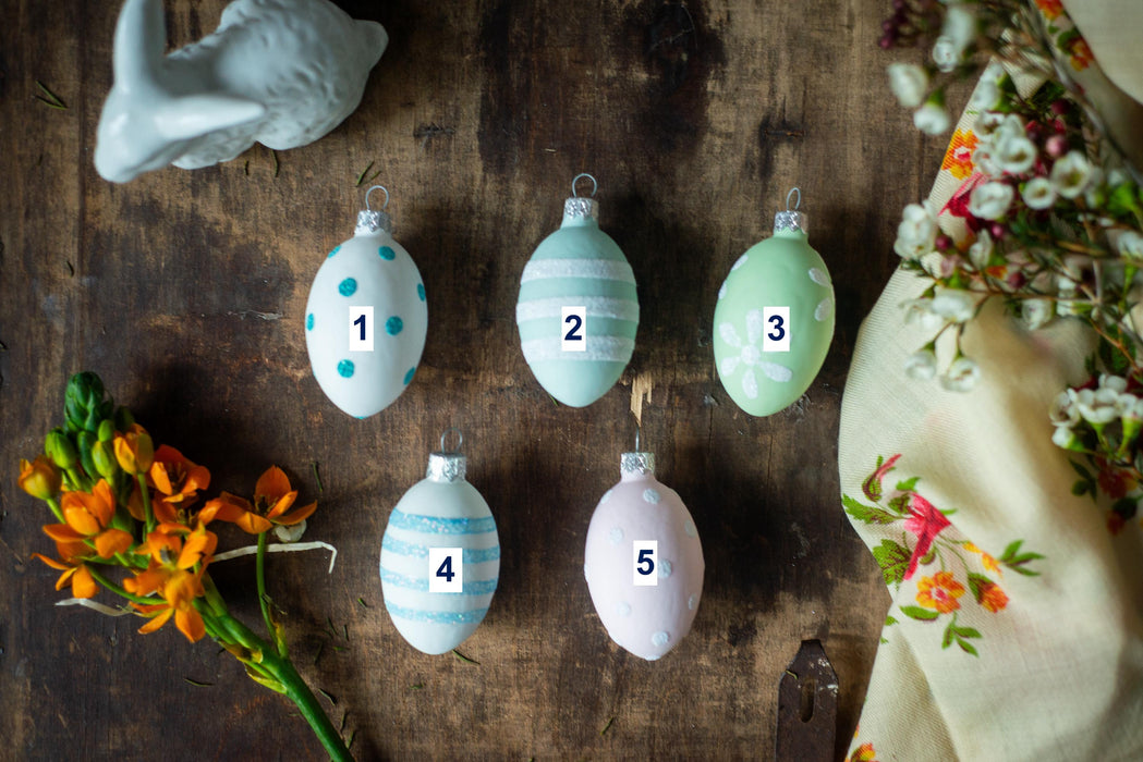 Glass Easter Egg Ornaments - Hand Painted Hanging Eggs for Easter Tree Decor