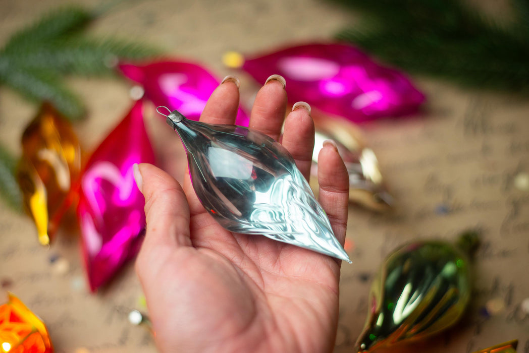Glass Icicle Christmas Ornaments, Choose Set of 3 or 5