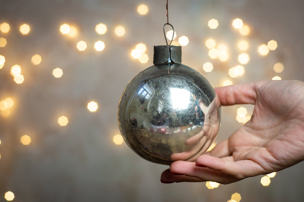 Vintage Silver Glass Ornament, Old World Christmas