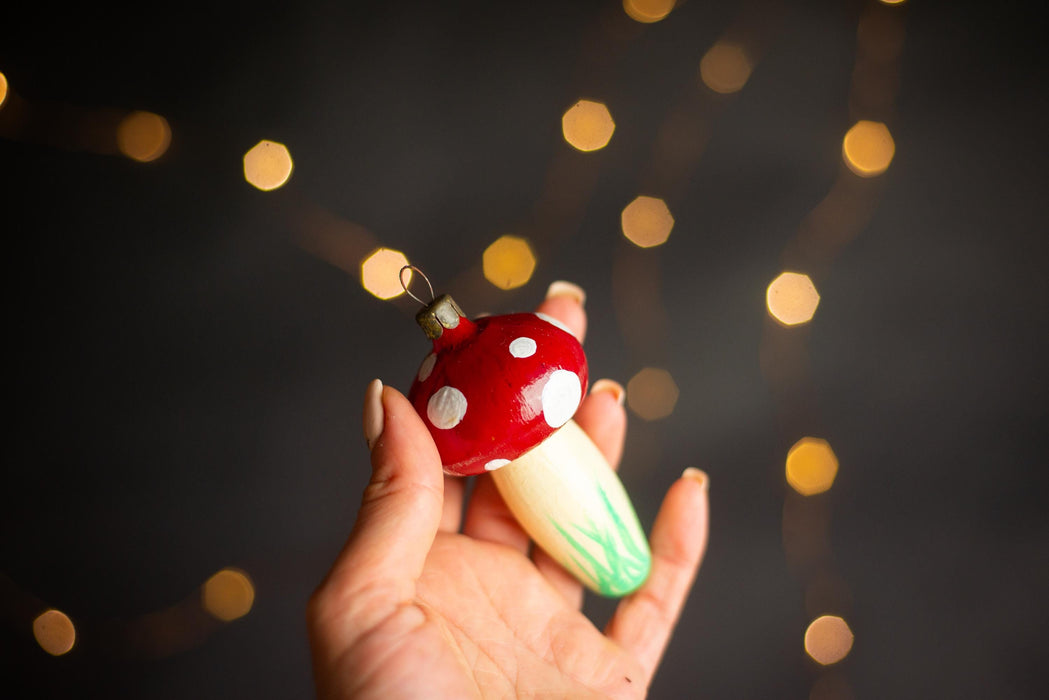 Vintage Mushroom Glass Ornament Fly Agaric Christmas Tree