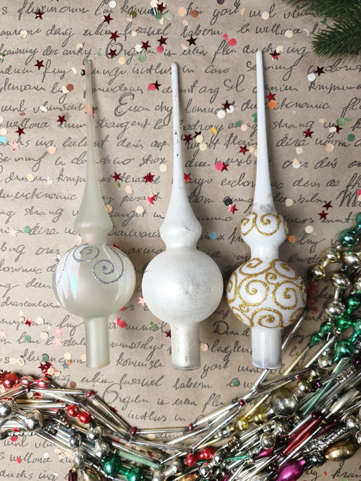 Glitter Glass Christmas Tree Topper – White, Silver or Gold