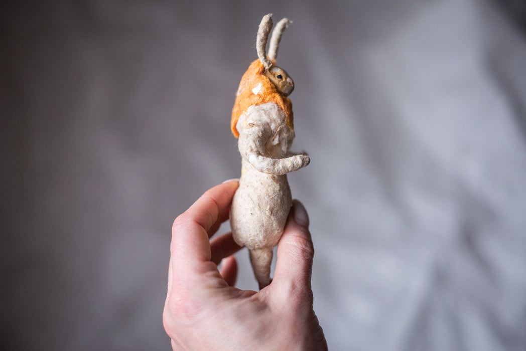 Spun Cotton Easter Bunny Figurine, Vintage Inspired