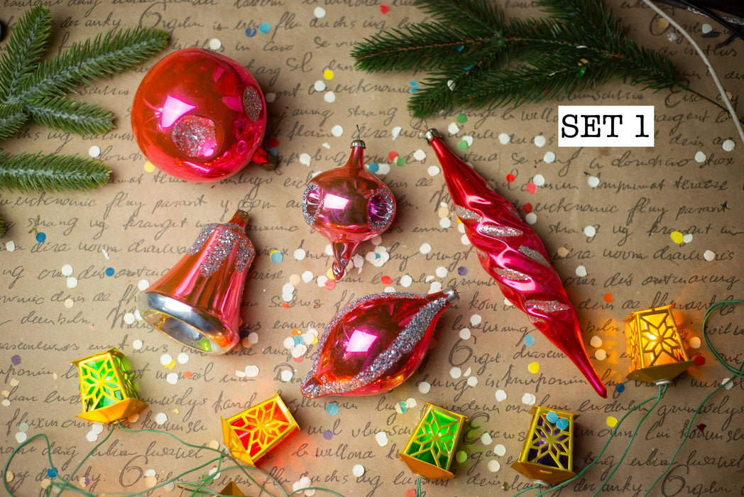 1950s Mixed Glass Ornaments – Set of 13