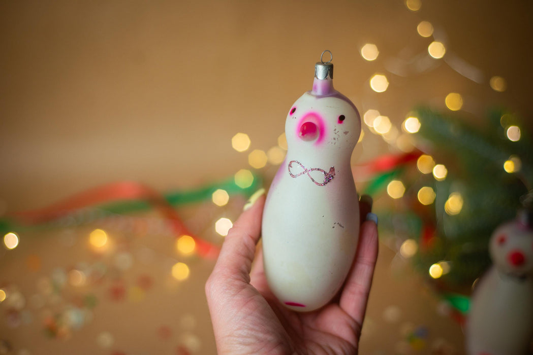 Royal penguin vintage glass ornament, Christmas tree