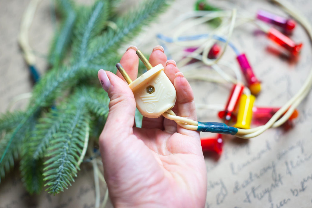 Vintage Christmas Lights, Retro Christmas Tree Garland, Working Christmas String Lights