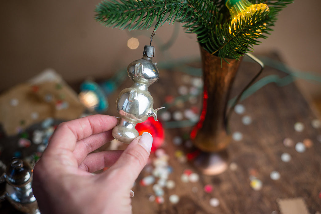 Silver Christmas Ornaments - Rustic Samovar Tree Decoration for Unique Holiday Decor