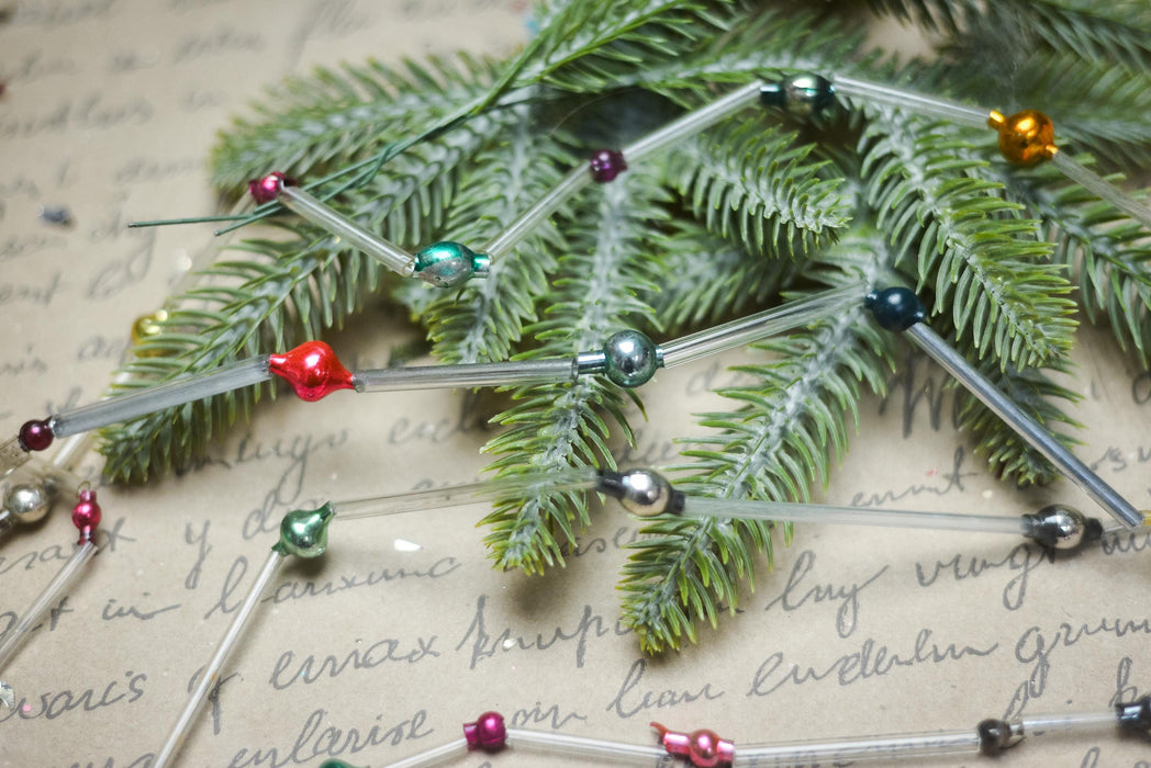 Vintage Bugle Bead Garland, Soviet Glass Garland 1970s