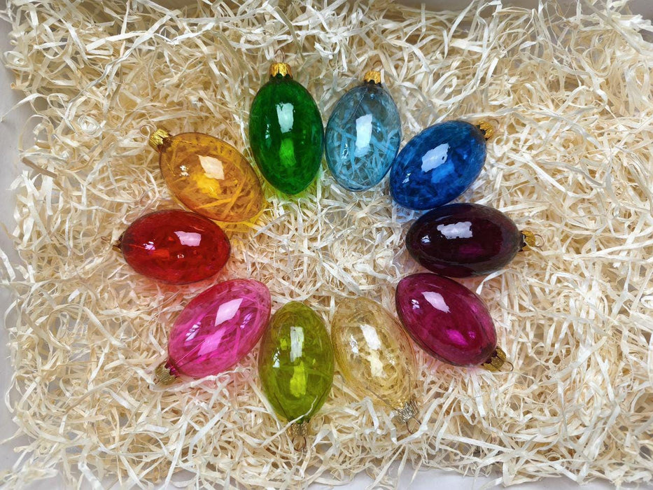 Glass Easter Egg Ornaments Set, Hanging Easter Tree Decor, Spring Glass Eggs