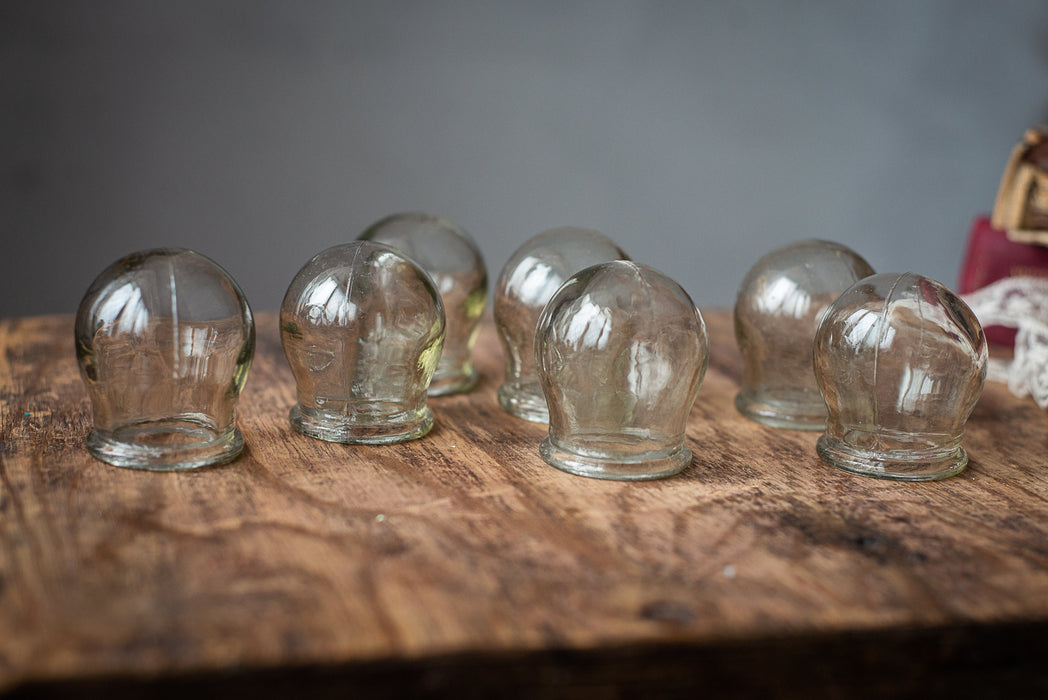 Vintage Cupping Jars, Clear Glass Set of 3 Medical Collectible