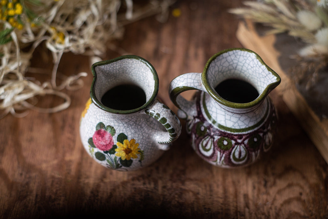 Vintage small ceramic milk pitcher, Germany flower ceramic creamer, milk jug, Spring Easter tableware, Mother's day gift