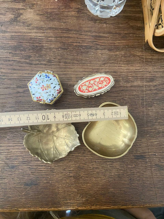 Brass Trinket Dish - Vintage Leaf Dish | Jewelry Ring Holder Tray, Small Brass Plate