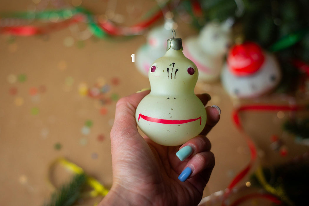 Vintage Smiling Glass Frog Christmas Ornament