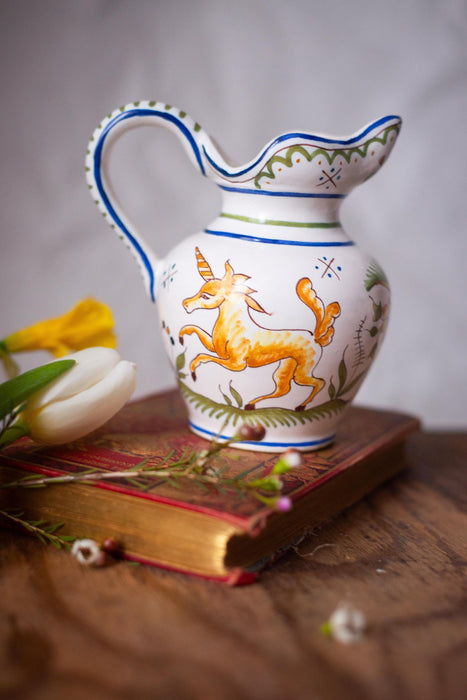 Italian Deruta Mini Pitcher – Hand Painted Mythical Motif