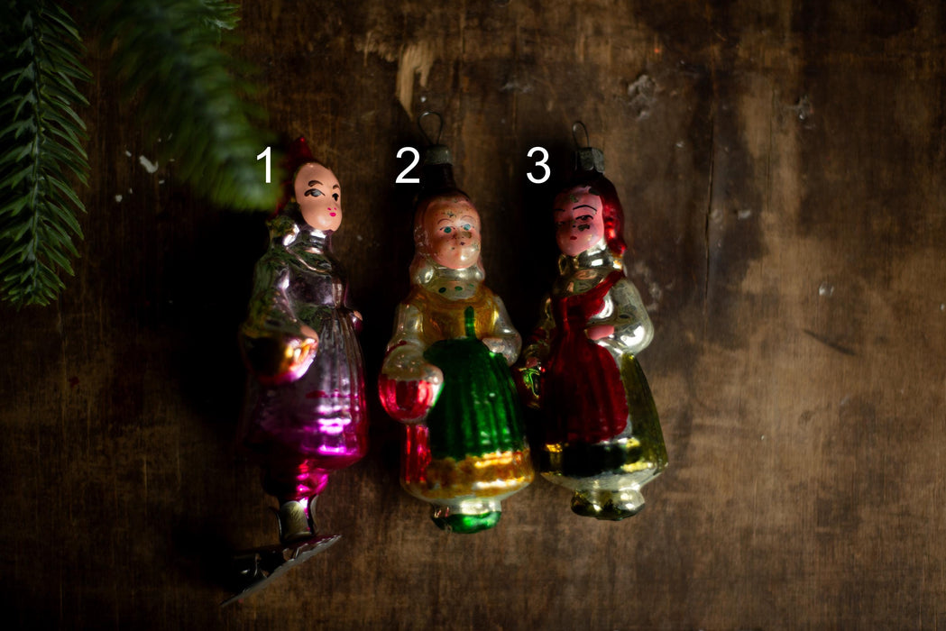 Vintage Red Riding Hood Christmas Ornament, Soviet Blown