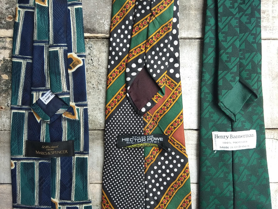 Vintage 1980s Geometric Silk Tie Options, Classic British Retro Menswear