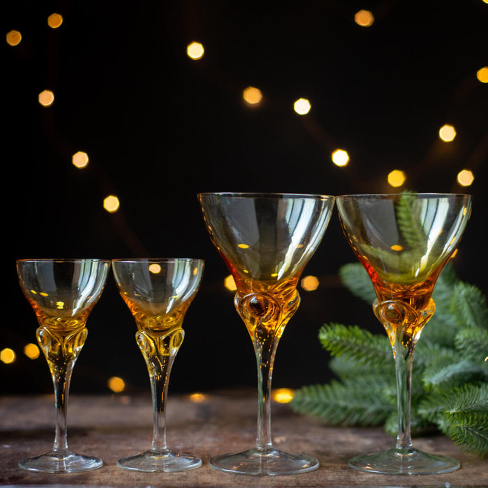 Vintage Amber Stemware Pair – Mid-Century Barware