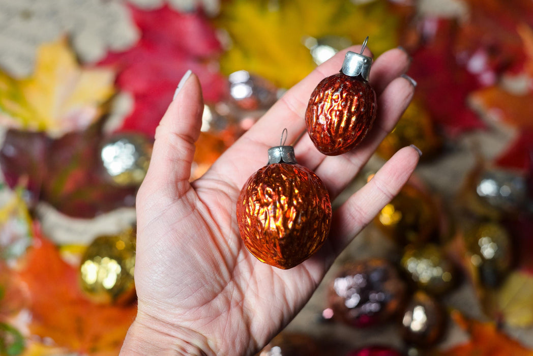 Vintage Glass Xmas Walnut Ornaments – Retro Christmas