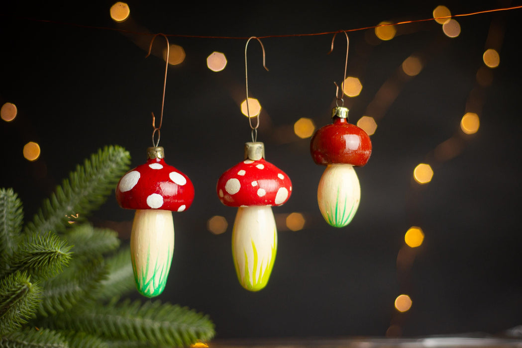 Vintage Mushroom Glass Ornament Fly Agaric Christmas Tree