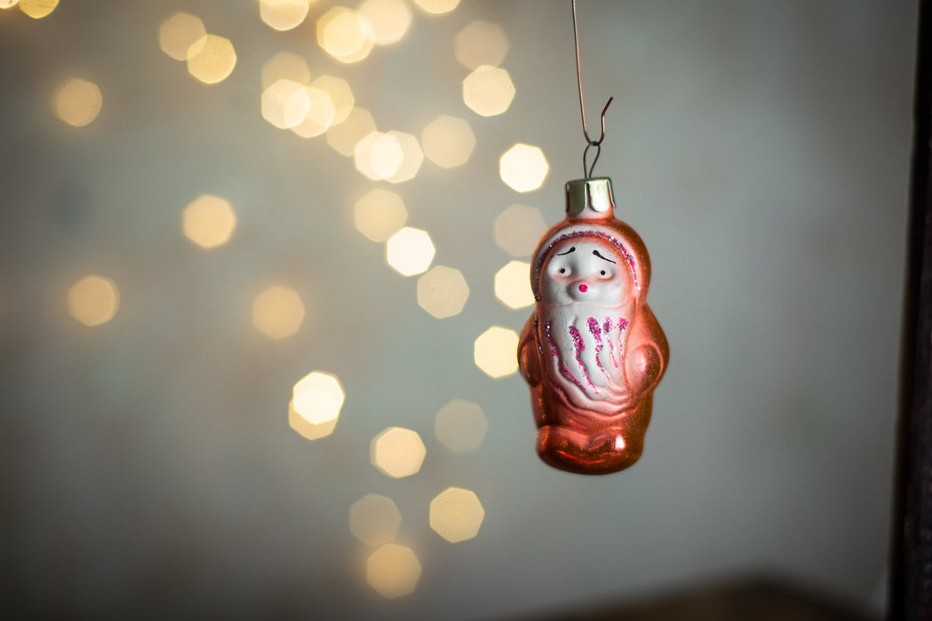 Gnome figurine, 1970s vintage glass Christmas ornaments
