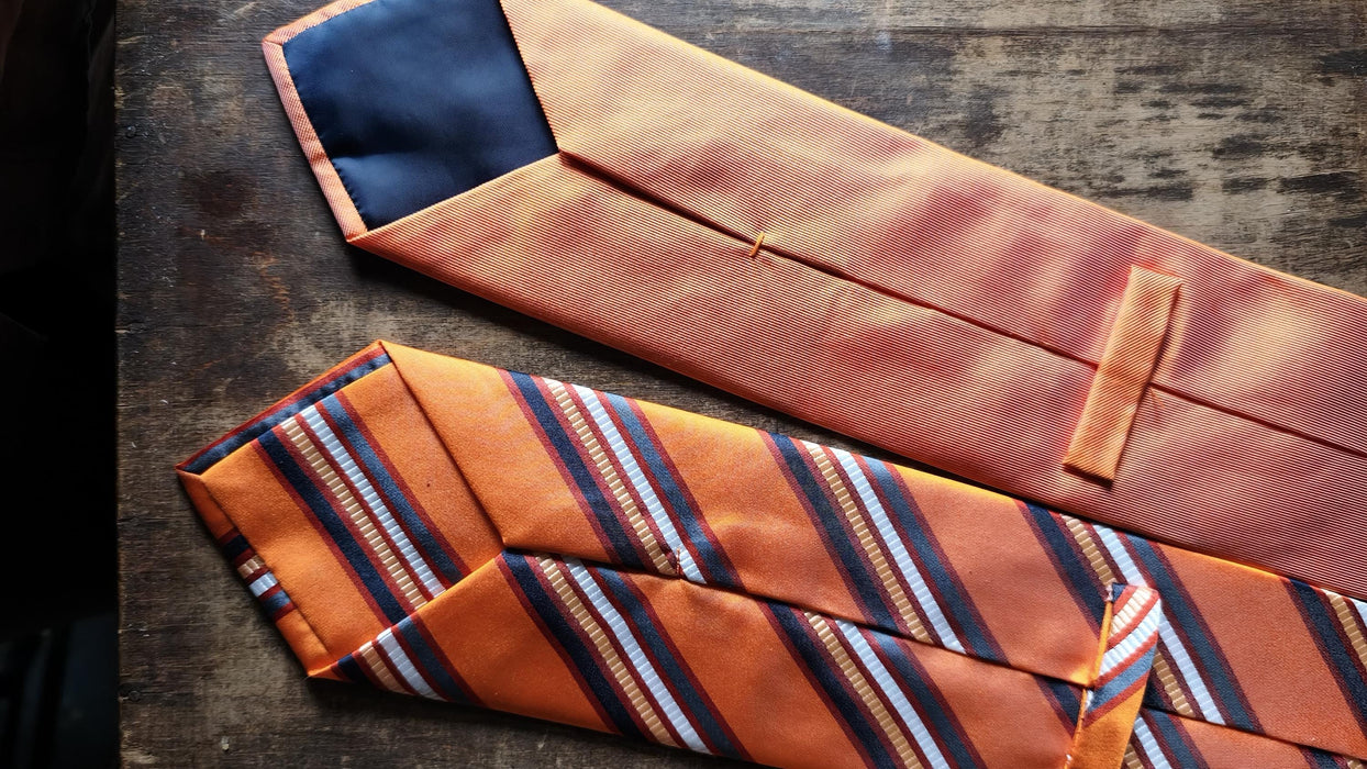 Vintage Silk Tie Pink Peach Necktie, Striped Designer Tie, Wedding Formal Mens Accessory