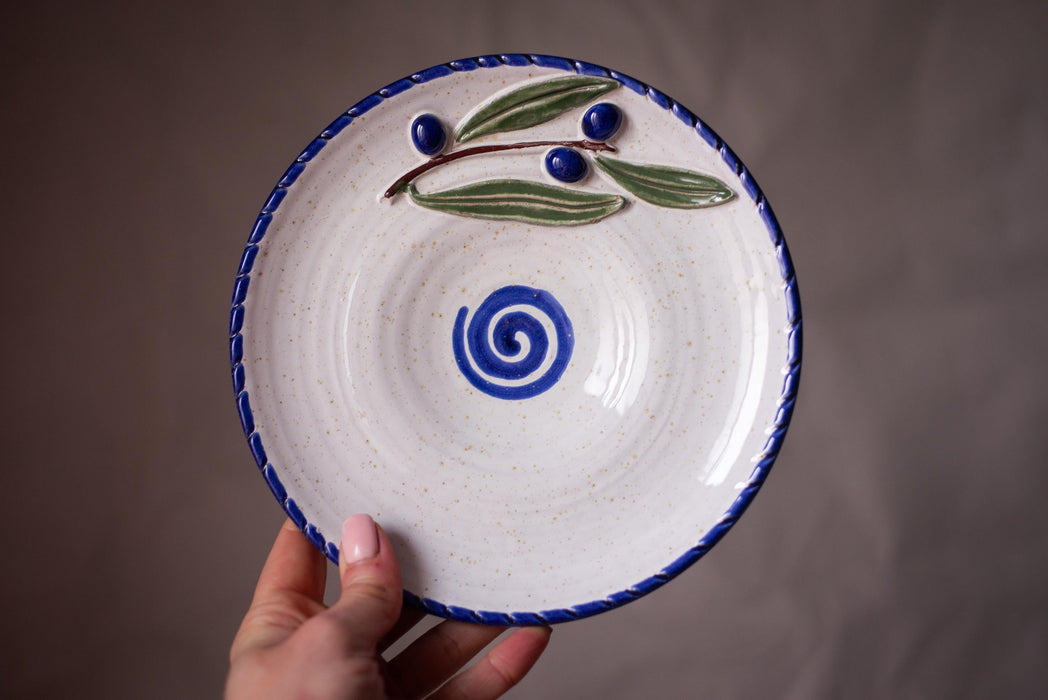 Italian Ceramic Olive Plate - Hand Painted Terracotta Bowl | Rustic Kitchen Decor