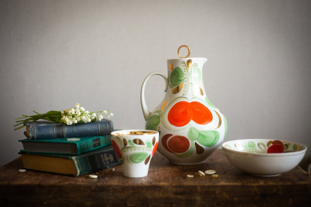 Rustic porcelain pitcher set, breakfast set, cereal bowl, coffee cup,