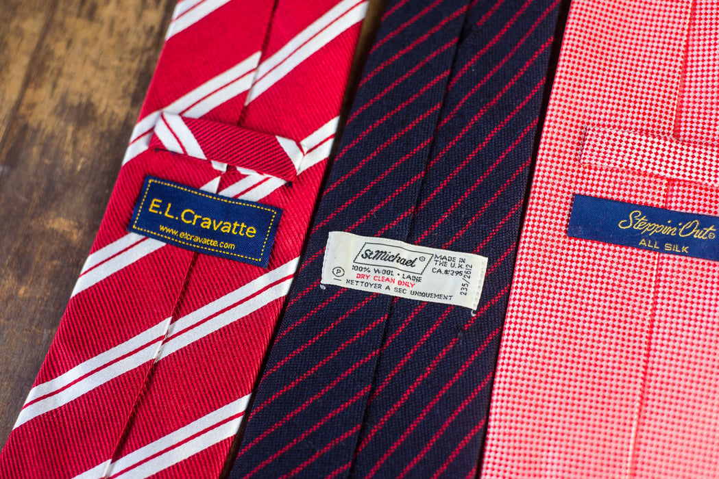 Vintage Silk Neckties Collection, Red Striped Designer Ties, Classic Menswear Accessories