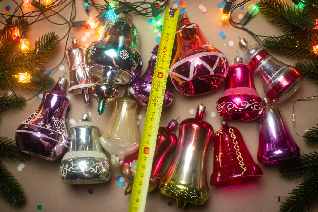 Bells vintage glass Christmas ornaments, Xmas hanging