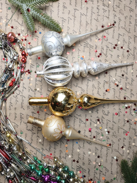 Glitter Glass Christmas Tree Topper – White, Silver or Gold