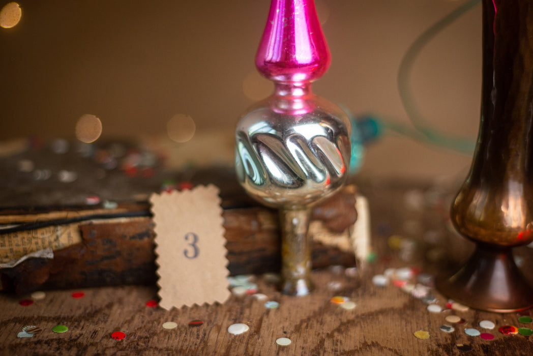 Vintage Silver & Pink Glass Christmas Tree Topper – 1960s