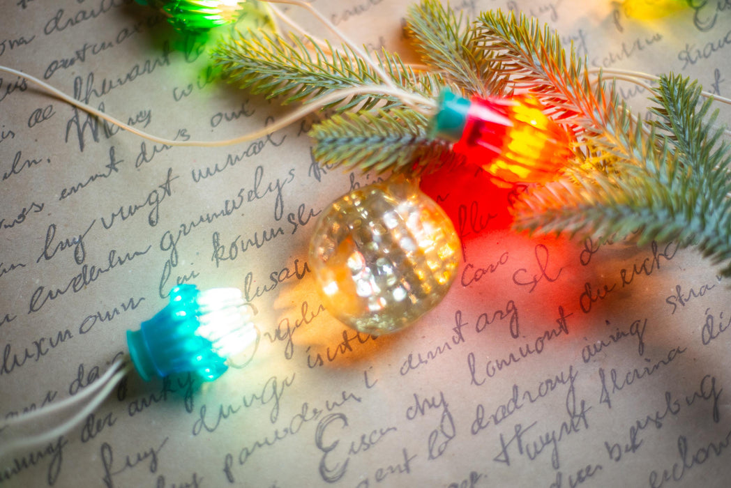 Vintage Ribbed Christmas Lights, Retro Christmas Tree Garland, Working Christmas String Lights