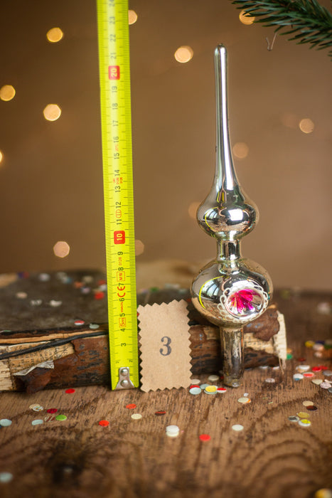 Vintage Silver Glass Christmas Tree Topper – 1950s