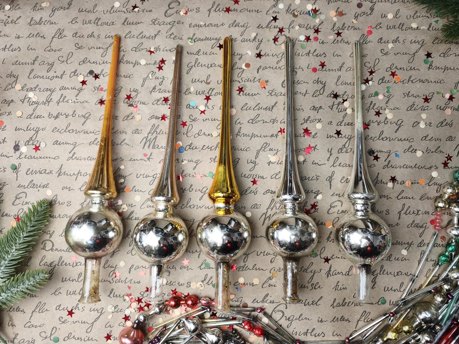 Vintage Gold or Silver Glass Reflector Tree Topper – 1960s