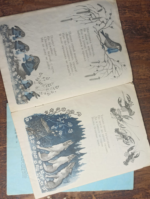 Vintage Children’s Illustrated Books Set, 1970s Chukovsky Poetry Retro Library