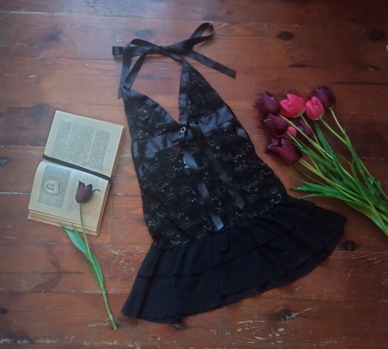 Vintage Nightie - Lace Lingerie Dress With Retro Babydoll & Sheer Slip