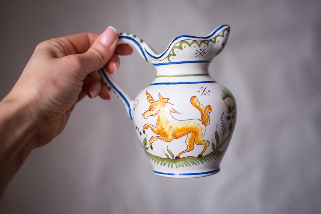 Italian Deruta Mini Pitcher – Hand Painted Mythical Motif