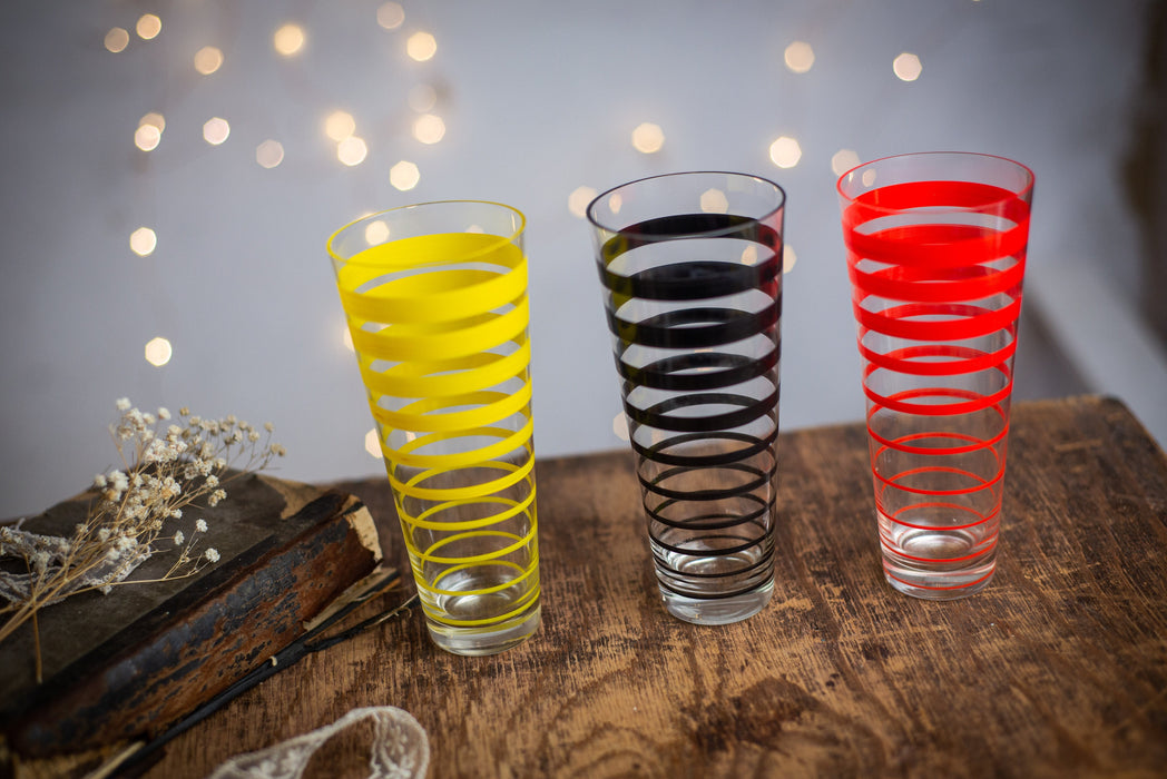 1980s Striped Drinking Glass – Yellow or Black