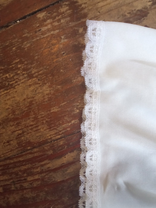 Vintage Sheer Nightgown - White Slip Dress With Purple Details | Lace Slip Dress