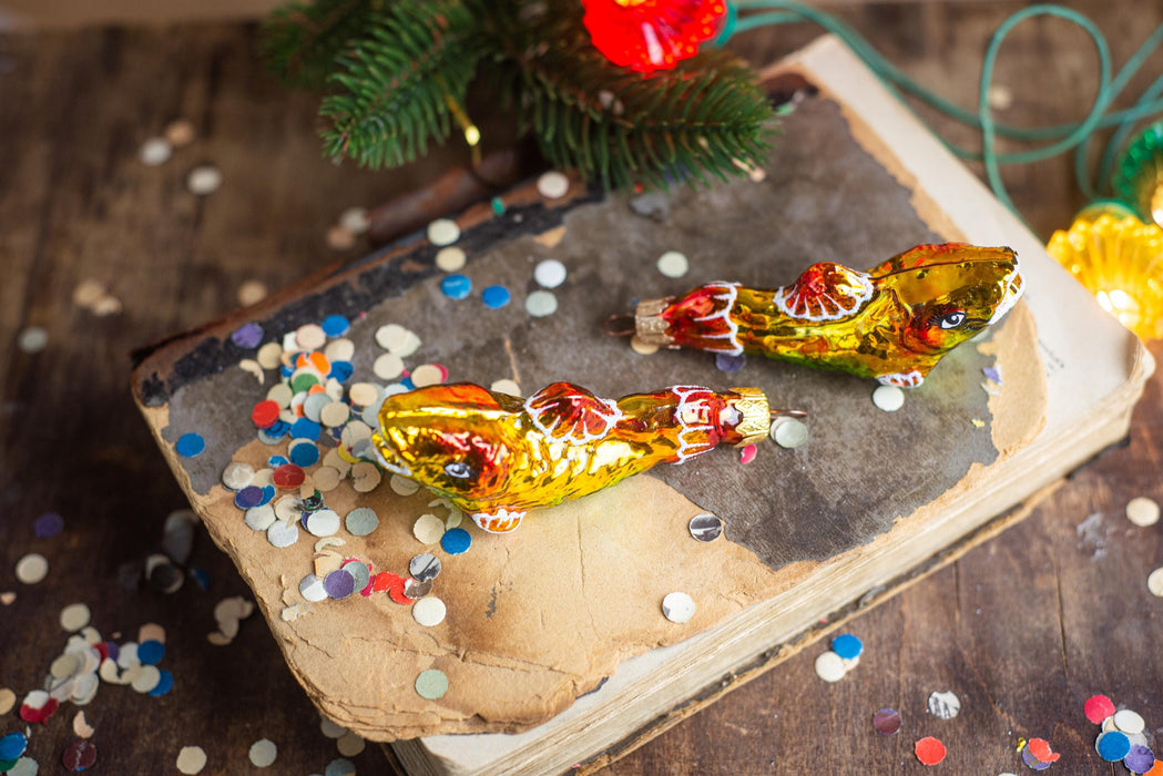 Goldfish Glass Christmas Ornament, Hand Painted Koi Fish