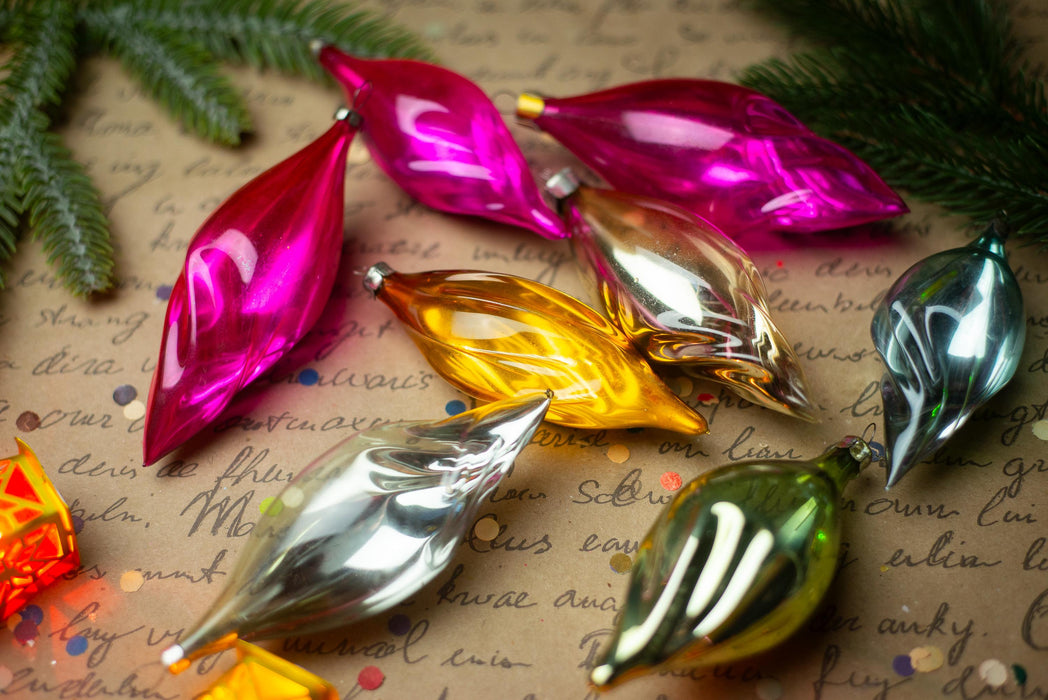 Glass Icicle Christmas Ornaments, Choose Set of 3 or 5