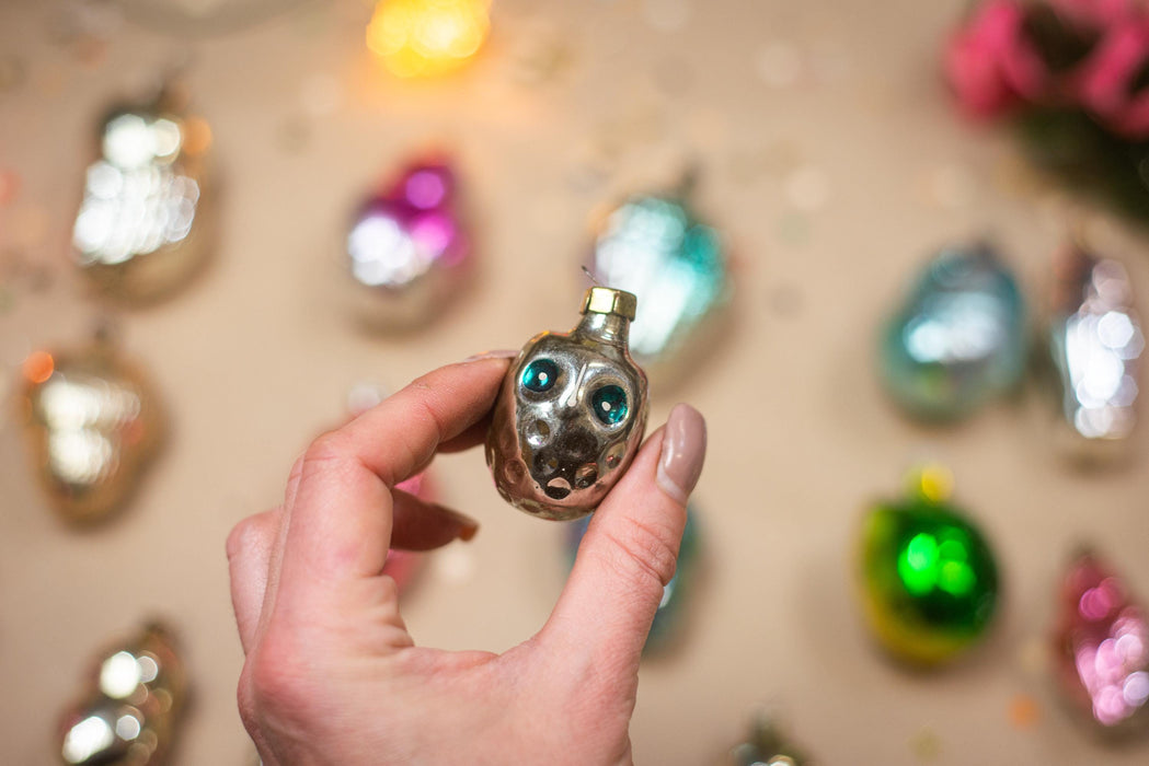Vintage Glass Owl Christmas Ornaments, Xmas Tree Hanging
