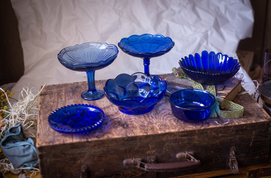 Vintage Cobalt Blue Glass Serving Bowls, 1970s European Tableware Options